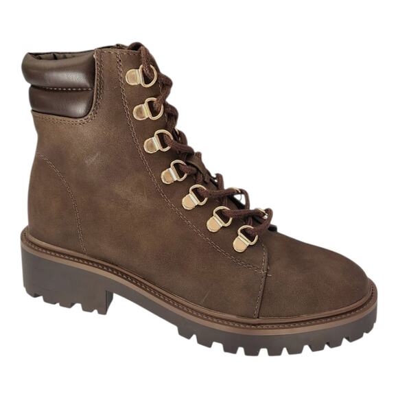 London Rag Shirly Vegan Leather Quilt Collared Ankle Dark Brown Boots Women Sz 6 - Picture 1 of 5